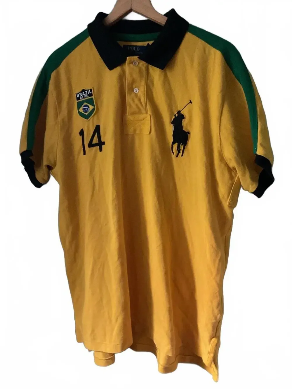 Polo Ralph Lauren Brazil Yellow Polo Shirt Custom Fit XL